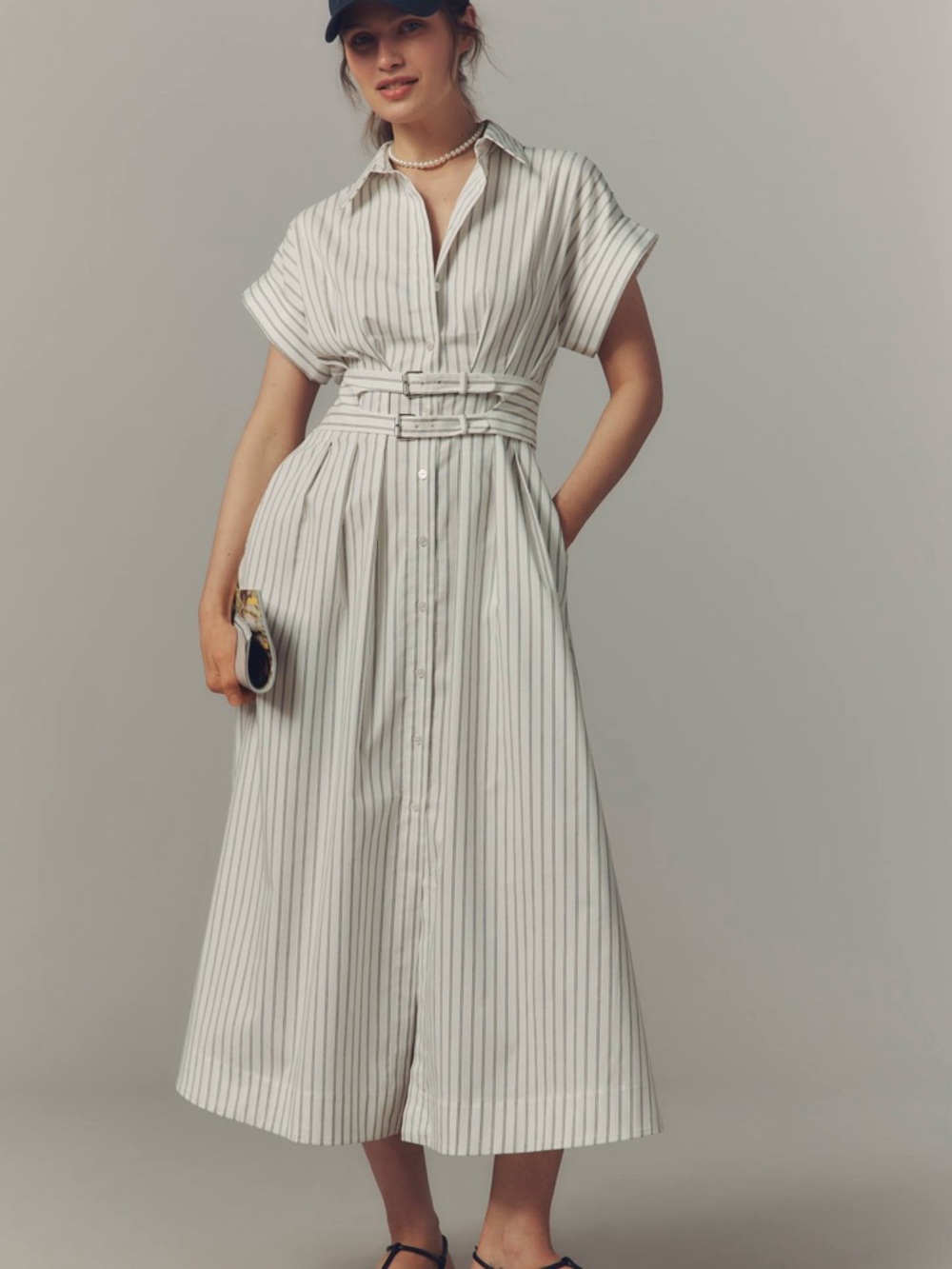Anthropologie Exquise “The Tobie Double Buckle Shirt Dress”